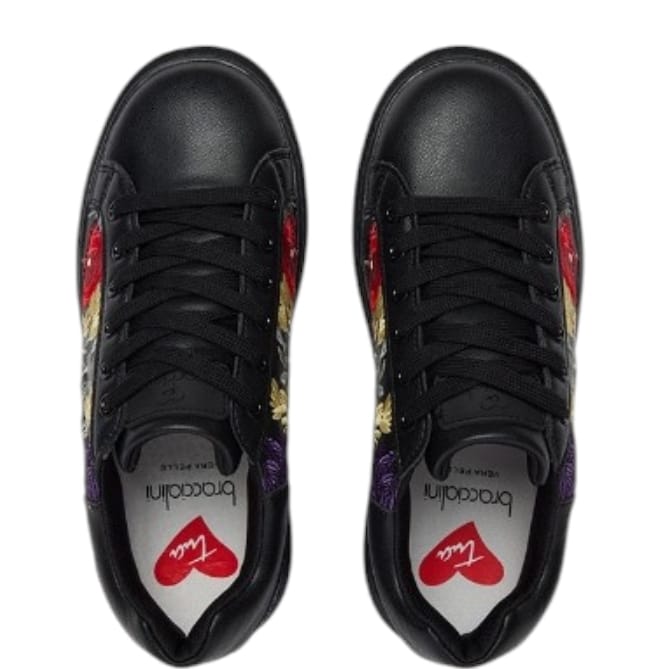 Braccialini sneaker nera flower B115 - SculcoScarpe