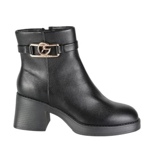 Tronchetto donna in pelle nero con tacco gommato Gattinoni - SculcoScarpe