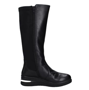Cinzia soft stivale gambale elastico con zeppa pelle nera - SculcoScarpe