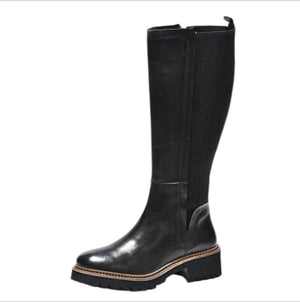 Stivale nero cinzia soft gambale elastico con cerniera laterale in pelle nero - SculcoScarpe