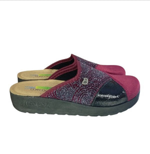 Ciabatta EcoBio con Tomaia Elasticizzata Glitter e Plantare in Memory Sanitaria Ciabatta colore Bordeaux - SculcoScarpe
