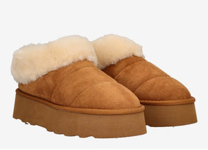 Gold&Gold Ciabatte Donna Invernali con Pelliccia e Suola Platform Comfort Gold&Gold colore Cuoio - SculcoScarpe