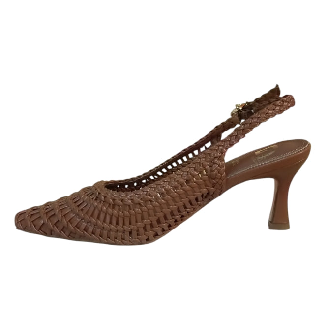 Décolleté Slingback Donna Gold&Gold GD403 Brown Intrecciata – Scarpe Eleganti con Tacco 5 cm