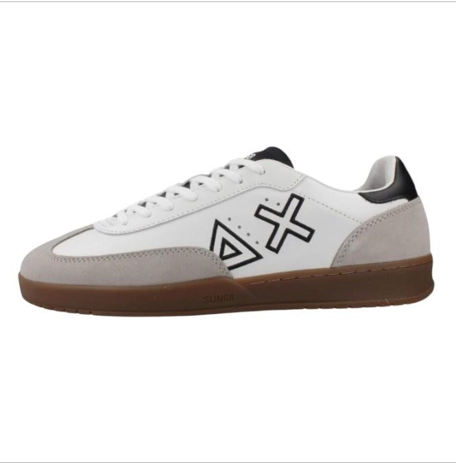 SUN68 California Uomo Z45141 – Sneakers in Pelle Bianca con Dettagli in Suede Grigio