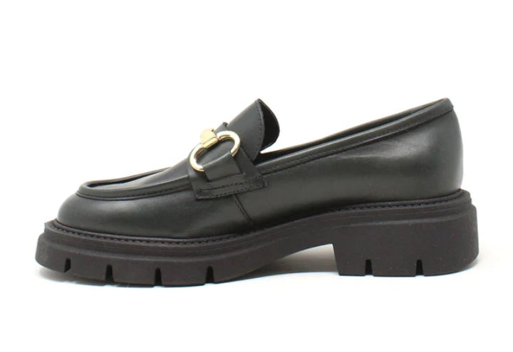 Mocassino Donna Cinzia Soft Verde Scuro in Pelle con Plantare in Pelle e Suola Carrarmato