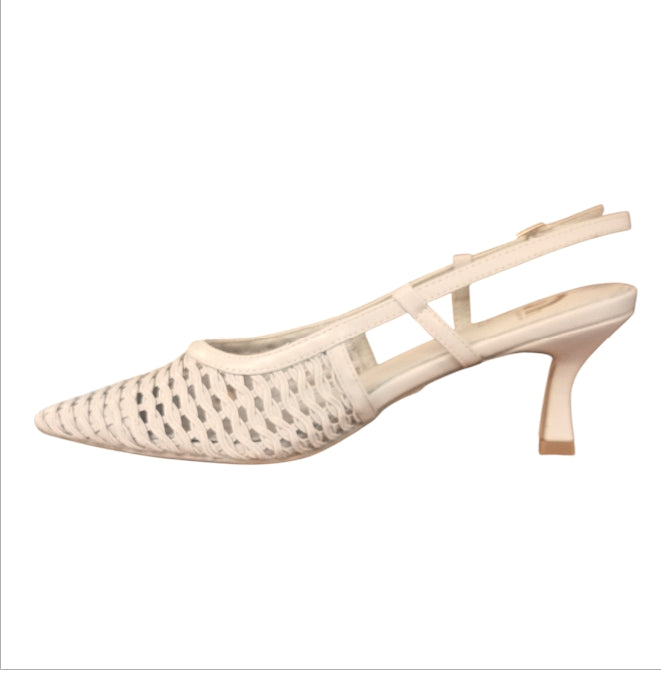 Décolleté Slingback Donna Gold&Gold GV126 Nude Intrecciata – Scarpe Eleganti con Tacco Medio