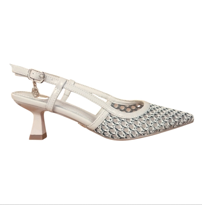 Décolleté Slingback Donna Gold&Gold GP768 Beige Intrecciata – Scarpe Eleganti con Tacco Medio