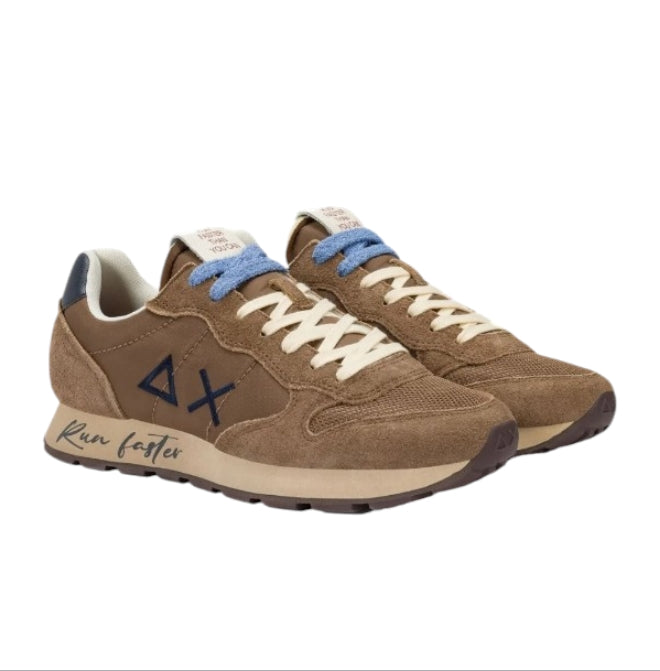 SUN68 Tom Vintage Uomo Color Volpe – Sneakers Casual in Nylon e Suede con Dettagli a Contrasto