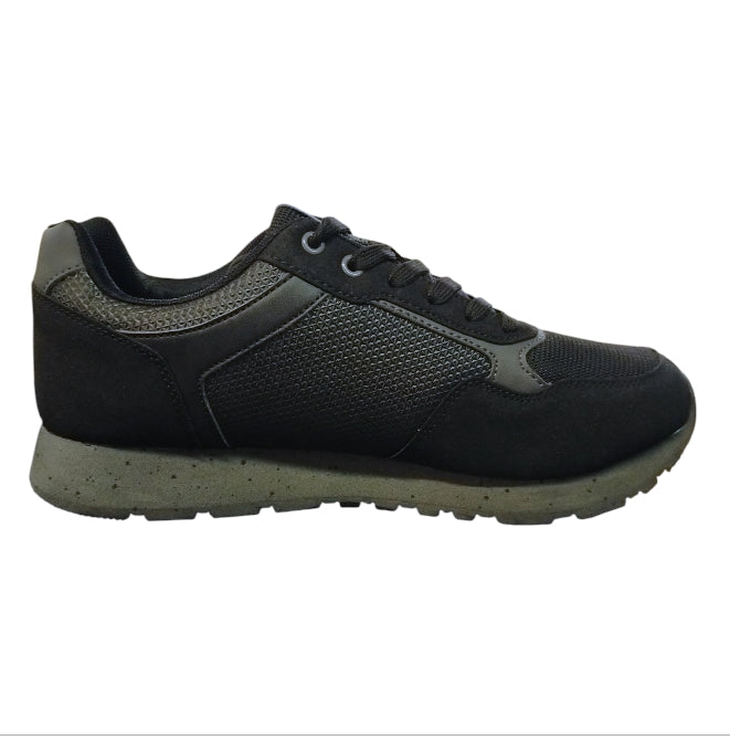 scarpa bassa da uomo renato balestra in tessuto tecnico e pelle sintetica nera con logo laterale.