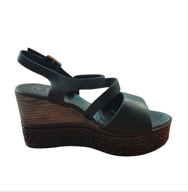 Sandalo Donna GALIA Nero con Zeppa – Casual Chic, Comodo e Stile Espadrillas