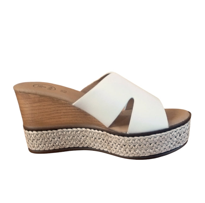 Sandalo Donna Zeppa Galia Beige – Ciabatta Elegante con Suola Intrecciata