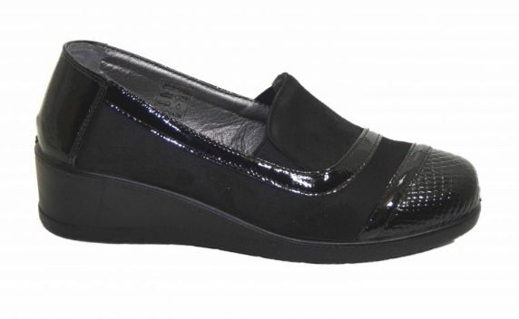 Scarpa Donna Cinzia Soft Nera Comfort con Plantare in Pelle e Zeppa Bassa Scarpa colore Nero - SculcoScarpe
