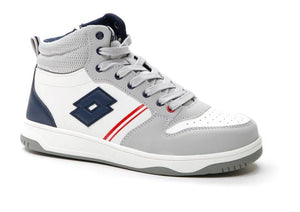 Scarpa Sportiva Alta Bambino Lotto Bianco Grigio e Blu con Plantare Confortevole Lotto colore Grigio/bianco - SculcoScarpe
