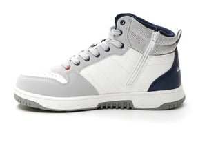 Scarpa Sportiva Alta Bambino Lotto Bianco Grigio e Blu con Plantare Confortevole Lotto colore Grigio/bianco - SculcoScarpe