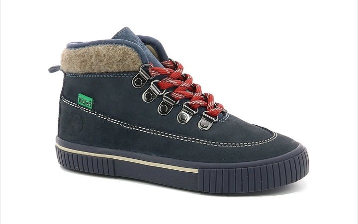 Scarpe Alte Bambino Kickers Blu con Interno Caldo e Lacci Scarpe colore Blu navy - SculcoScarpe