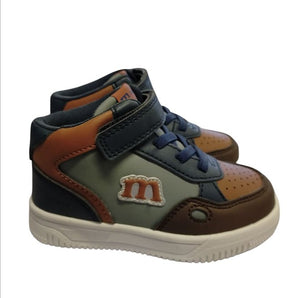 sneaker alta Melania per bambino con chiusura a strappo e lacci elastici e plantare in memory Melania colore blu/marrone - SculcoScarpe