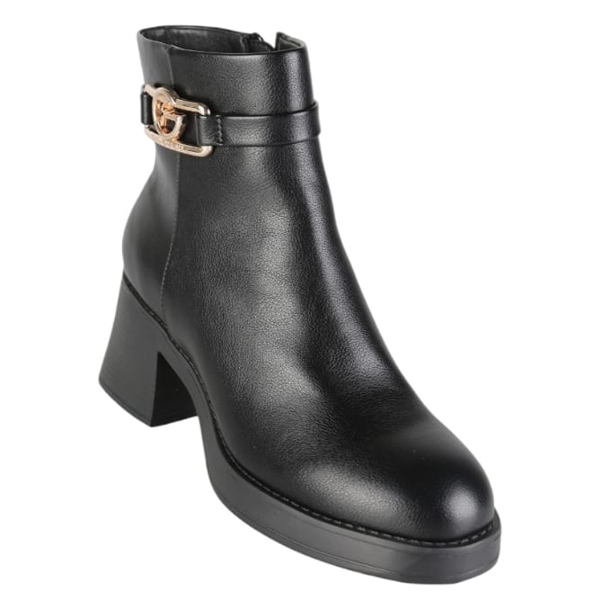 Tronchetto donna in pelle nero con tacco gommato Gattinoni  -  SculcoScarpe