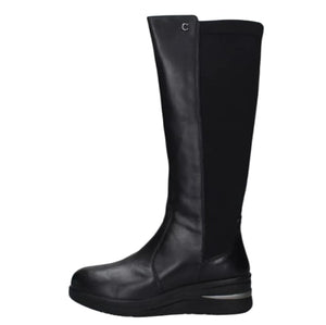 Cinzia soft stivale gambale elastico con zeppa pelle nera  -  SculcoScarpe