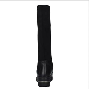 Cinzia soft stivale gambale elastico con zeppa pelle nera  -  SculcoScarpe