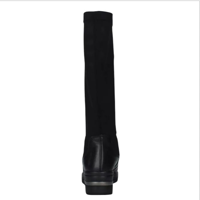 Cinzia soft stivale gambale elastico con zeppa pelle nera  -  SculcoScarpe