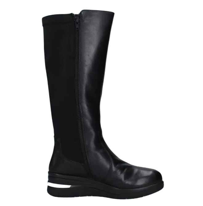 Cinzia soft stivale gambale elastico con zeppa pelle nera  -  SculcoScarpe