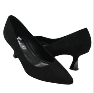 Braccialini donna in suede nero con tacco  -  SculcoScarpe