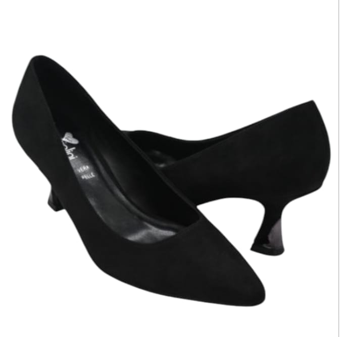 Braccialini donna in suede nero con tacco  -  SculcoScarpe