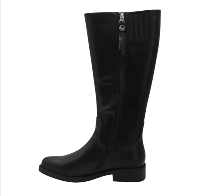 Stivale braccialin in pelle nero donna tacco basso e charm a cuore  -  SculcoScarpe