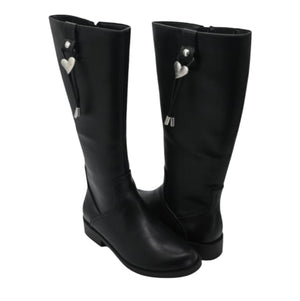 Stivale braccialin in pelle nero donna tacco basso e charm a cuore  -  SculcoScarpe