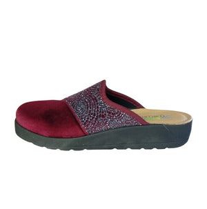 Ciabatta EcoBio con Tomaia Elasticizzata Glitter e Plantare in Memory Sanitaria Ciabatta colore Bordeaux - SculcoScarpe