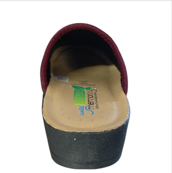 Ciabatta EcoBio con Tomaia Elasticizzata Glitter e Plantare in Memory Sanitaria Ciabatta colore Bordeaux - SculcoScarpe
