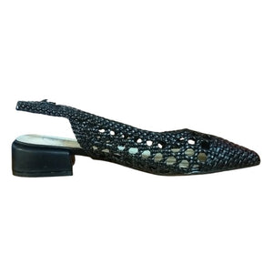 Décolleté Slingback Donna Galia Nero Intrecciato – Scarpe Eleganti con Tacco Basso Galia colore Nero - SculcoScarpe