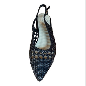 Décolleté Slingback Donna Galia Nero Intrecciato – Scarpe Eleganti con Tacco Basso Galia colore Nero - SculcoScarpe