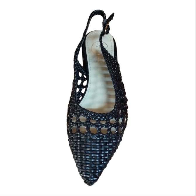 Décolleté Slingback Donna Galia Nero Intrecciato – Scarpe Eleganti con Tacco Basso Galia colore Nero - SculcoScarpe