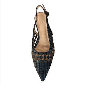 Décolleté Slingback Donna Galia Nero Intrecciato – Scarpe Eleganti con Tacco Medio Galia colore Nero - SculcoScarpe