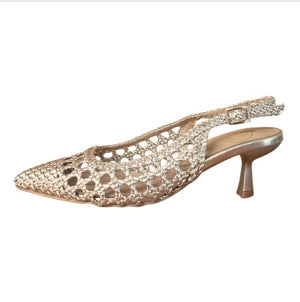 Décolleté Slingback Donna Galia Oro Intrecciato – Scarpe Eleganti con Tacco Medio Galia colore Gold - SculcoScarpe