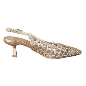 Décolleté Slingback Donna Galia Oro Intrecciato – Scarpe Eleganti con Tacco Medio Galia colore Gold - SculcoScarpe