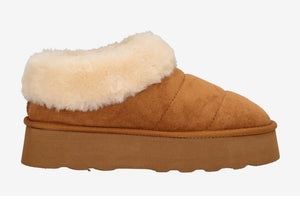 Gold&Gold Ciabatte Donna Invernali con Pelliccia e Suola Platform Comfort Gold&Gold colore Cuoio - SculcoScarpe