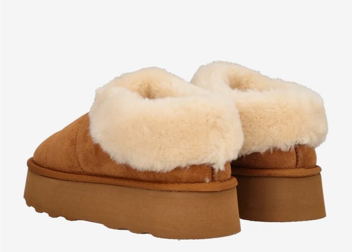 Gold&Gold Ciabatte Donna Invernali con Pelliccia e Suola Platform Comfort Gold&Gold colore Cuoio - SculcoScarpe