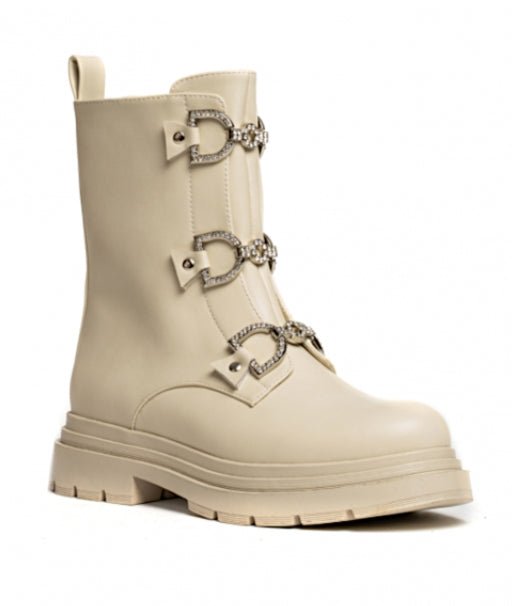 GOLD&GOLD Stivaletto con fibbie gioiello Donna Beige B24GW356BEP GOLD&GOLD colore Beige - SculcoScarpe