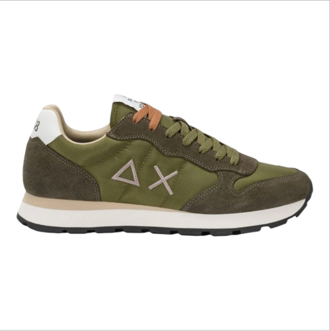 SUN68 Tom Solid Uomo Z36101 Verde militare in suede– Sneakers Casual Running Leggere e Versatili