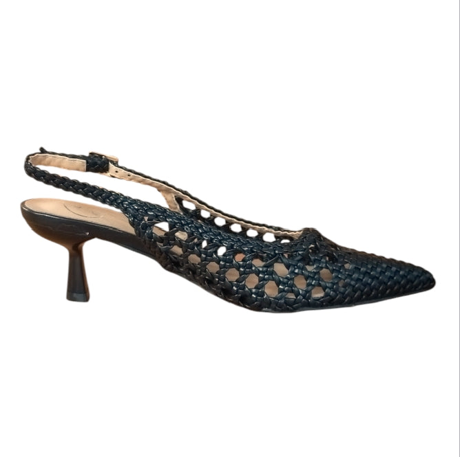 Décolleté Slingback Donna Galia Nero Intrecciato – Scarpe Eleganti con Tacco Medio