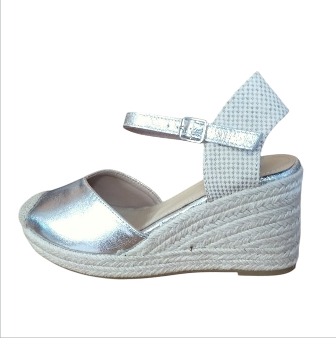 Sandalo Donna GALIA Argento con Zeppa – Elegante, Comodo, Stile Espadrillas Estate