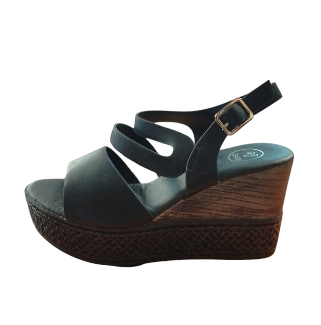 Sandalo Donna GALIA Nero con Zeppa – Casual Chic, Comodo e Stile Espadrillas