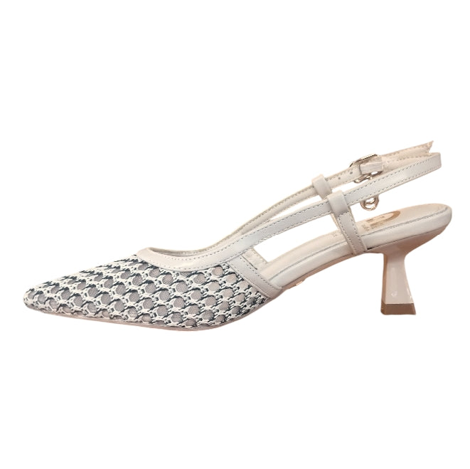 Décolleté Slingback Donna Gold&Gold GP768 Beige Intrecciata – Scarpe Eleganti con Tacco Medio