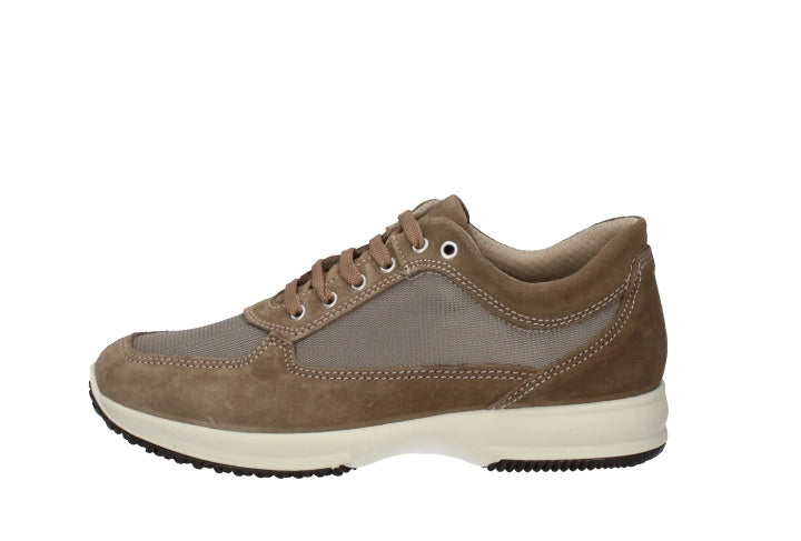 sneaker da uomo Imac in pelle scamosciata e tessuto color olive/beige