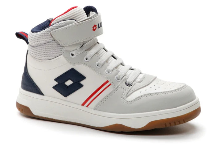 Scarpa Bambino Lotto Alta Bianca e Blu con Strappo, Suola Antiscivolo e Plantare in Memory