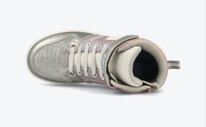 Scarpa Bambina Lotto Alta Glitter Rosa e Argento con Strappo e Plantare in Memory