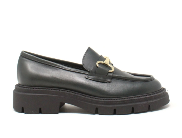 Mocassino Donna Cinzia Soft Verde Scuro in Pelle con Plantare in Pelle e Suola Carrarmato