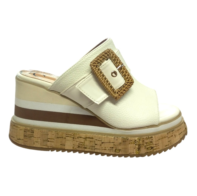 Zeppa Donna Sara López Off White – Sandalo Platform Elegante con Fibbia Intrecciata